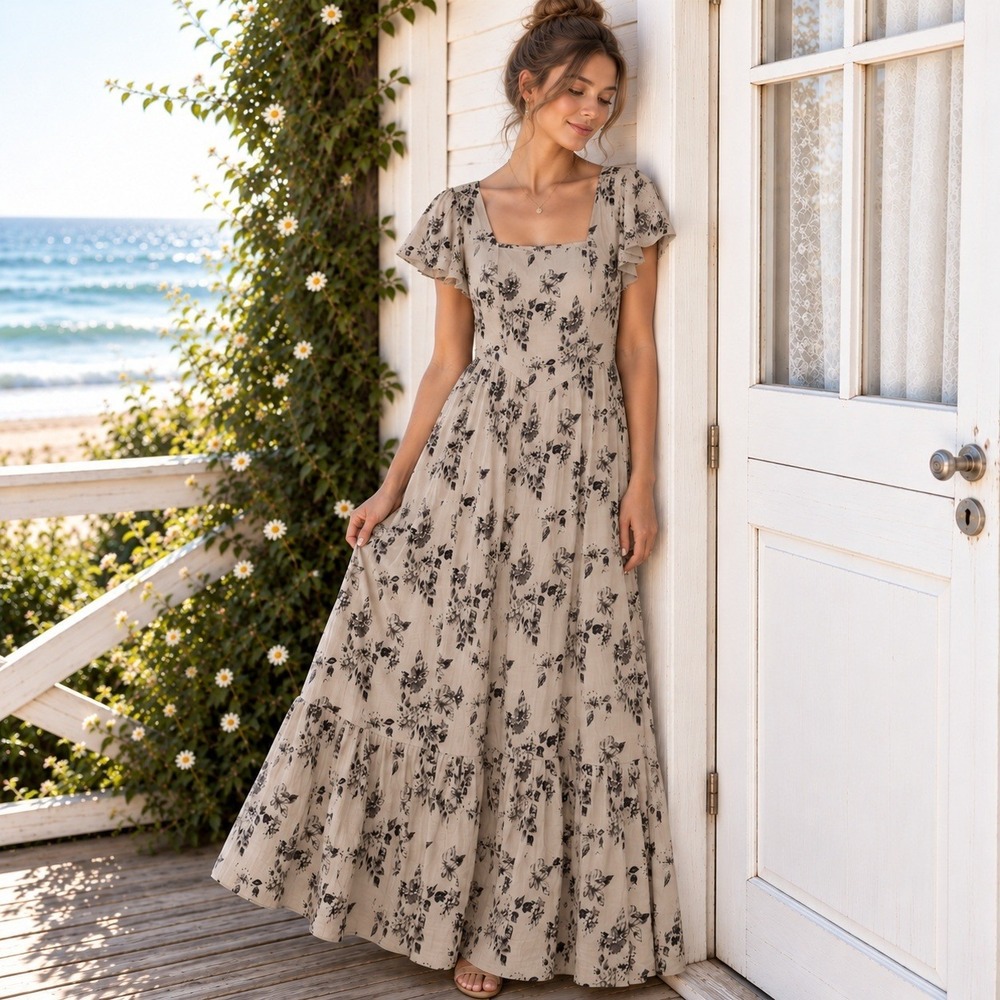 Anthropologie J Gee Size XL Maxi Dress Cottagecore Prairie Romantic Boho Dainty